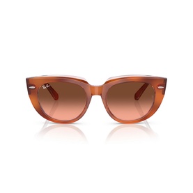 Ray-Ban Polar RB2286 Square Sunglasses in brown striped propionate frame with gradient brown lenses, full rim cat-eye silhouette