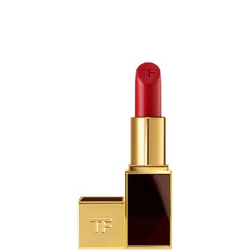 TOM FORD Runway Lip Colour lipstick, 3.5g, in a red shade with signature gold and dark tortoiseshell casing, bullet extended