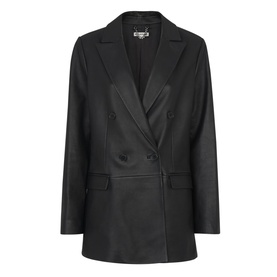 Aliza Double-Breasted Leather Blazer