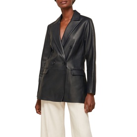 Aliza Double-Breasted Leather Blazer