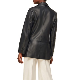 Aliza Double-Breasted Leather Blazer
