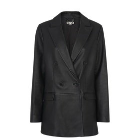 Aliza Double-Breasted Leather Blazer