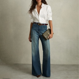 Sakura High-Rise Patch Pocket Flared Jeans