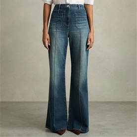 Sakura High-Rise Patch Pocket Flared Jeans