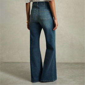 Sakura High-Rise Patch Pocket Flared Jeans