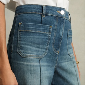 Sakura High-Rise Patch Pocket Flared Jeans