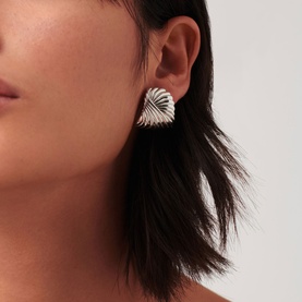 Wavy Ridge Ripple Oversized Stud Earrings