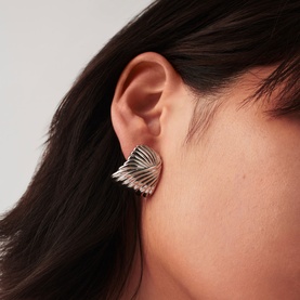 Wavy Ridge Ripple Oversized Stud Earrings