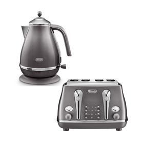 Icona Metallics Kettle and Toaster Grey Set