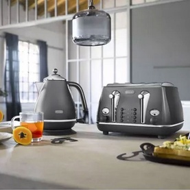 Icona Metallics Kettle and Toaster Grey Set