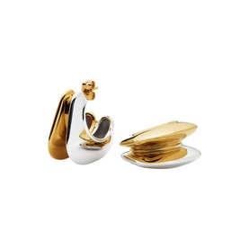 Hera Dome Double Ridge Medium Hoop Earrings