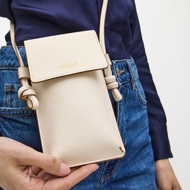 Ella Grained Leather Crossbody Phone Pouch