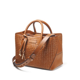 London Small Woven Leather Tote Bag