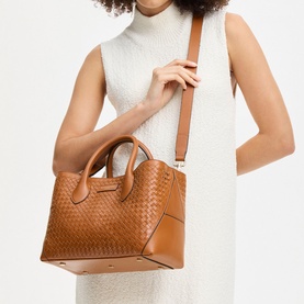 London Small Woven Leather Tote Bag