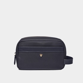 Leather-Trim Canvas Wash Bag