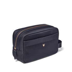 Leather-Trim Canvas Wash Bag