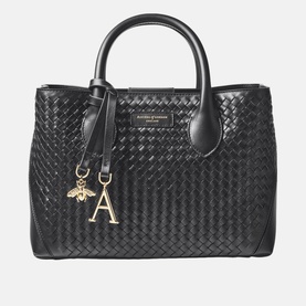 London Midi Woven Leather Tote Bag