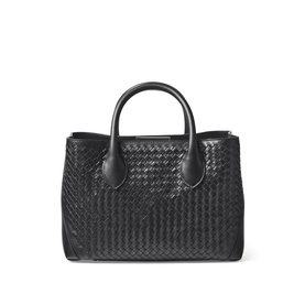 London Midi Woven Leather Tote Bag