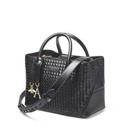 London Midi Woven Leather Tote Bag