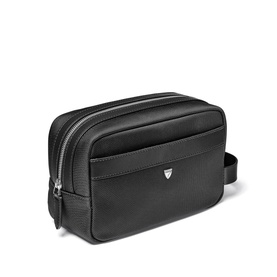 Leather-Trim Canvas Wash Bag