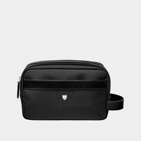 Leather-Trim Canvas Wash Bag