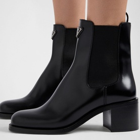 Brushed Leather Logo Boots