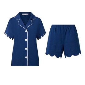 Scalloped Pyjama Shirt & Shorts Set