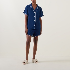 Scalloped Pyjama Shirt & Shorts Set