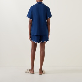 Scalloped Pyjama Shirt & Shorts Set
