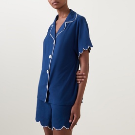 Scalloped Pyjama Shirt & Shorts Set