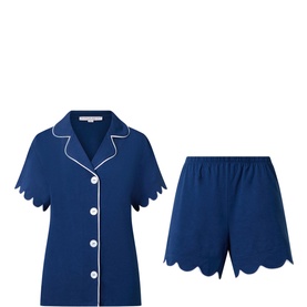 Scalloped Pyjama Shirt & Shorts Set