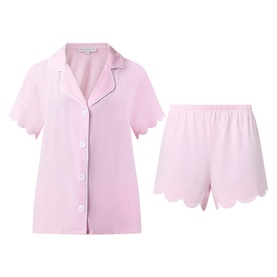Scalloped Pyjama Shirt & Shorts Set