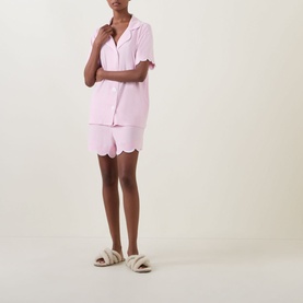 Scalloped Pyjama Shirt & Shorts Set