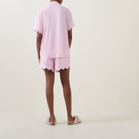 Scalloped Pyjama Shirt & Shorts Set
