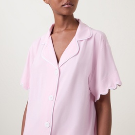 Scalloped Pyjama Shirt & Shorts Set