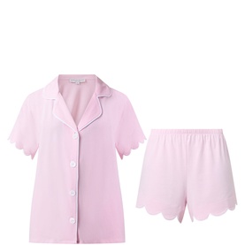 Scalloped Pyjama Shirt & Shorts Set