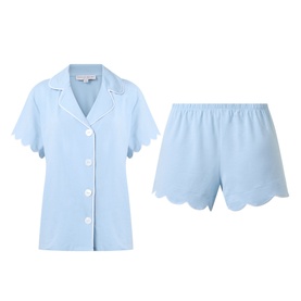 Scalloped Pyjama Shirt & Shorts Set