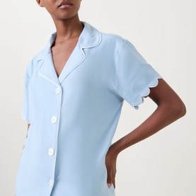 Scalloped Pyjama Shirt & Shorts Set