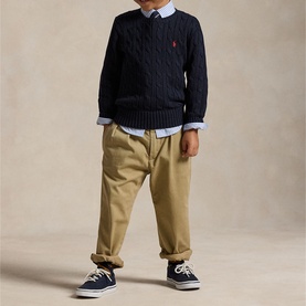 Polo Player Logo Cable Knit Sweater 3-7 Years