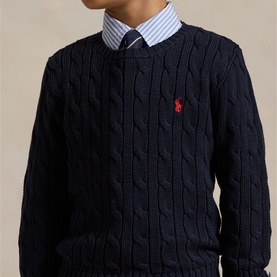 Polo Player Logo Cable Knit Sweater 3-7 Years