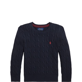 Polo Player Logo Cable Knit Sweater 3-7 Years