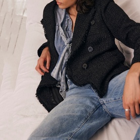 Boucl&eacute; Double Breasted Blazer