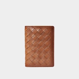 Double Fold Woven Leather Cardholder