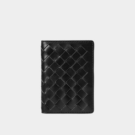Double Fold Woven Leather Cardholder