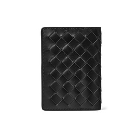 Double Fold Woven Leather Cardholder