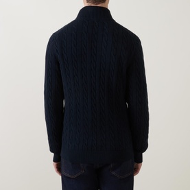 Shield Logo Half-Zip Cable Knit Sweater
