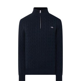 Shield Logo Half-Zip Cable Knit Sweater