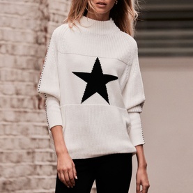 Star Contrast Stitch Sweater