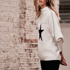 Star Contrast Stitch Sweater