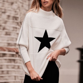 Star Contrast Stitch Sweater